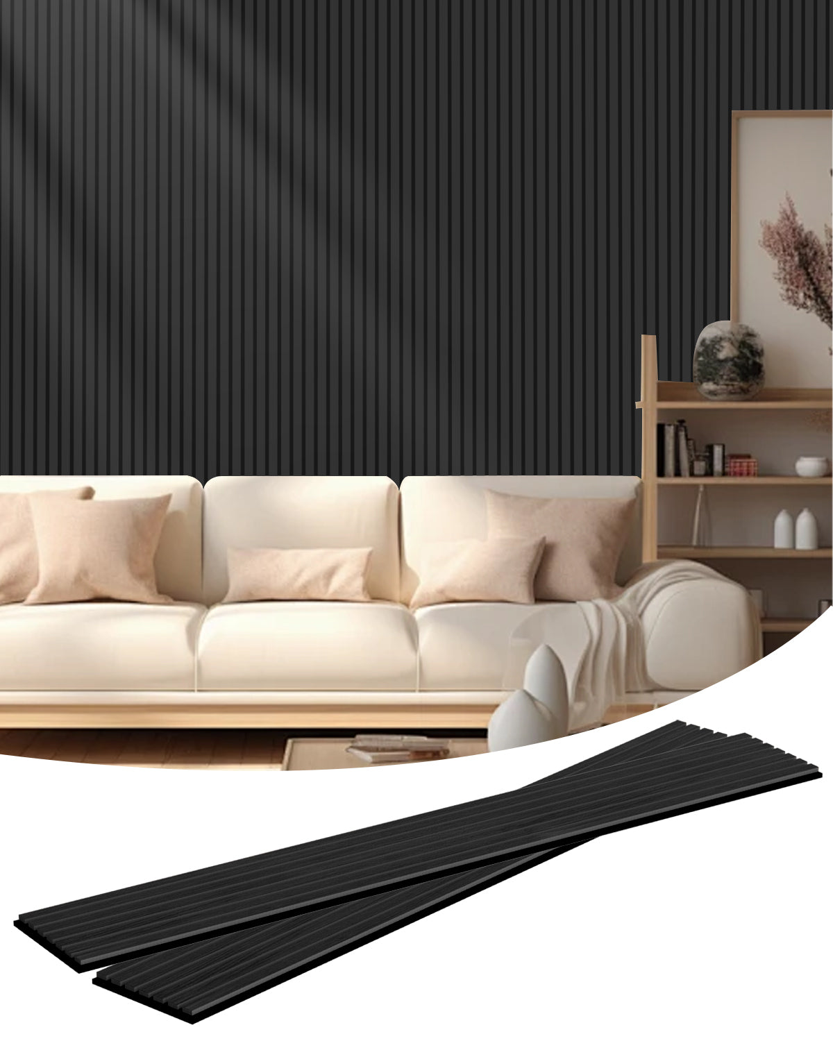 Acoustic Wall Panels, 2Pcs 3D Wood Slat Soundproof Wall Panel for Interior Wall Decor Noise Cancelling, Home, Ceiling and Living Room