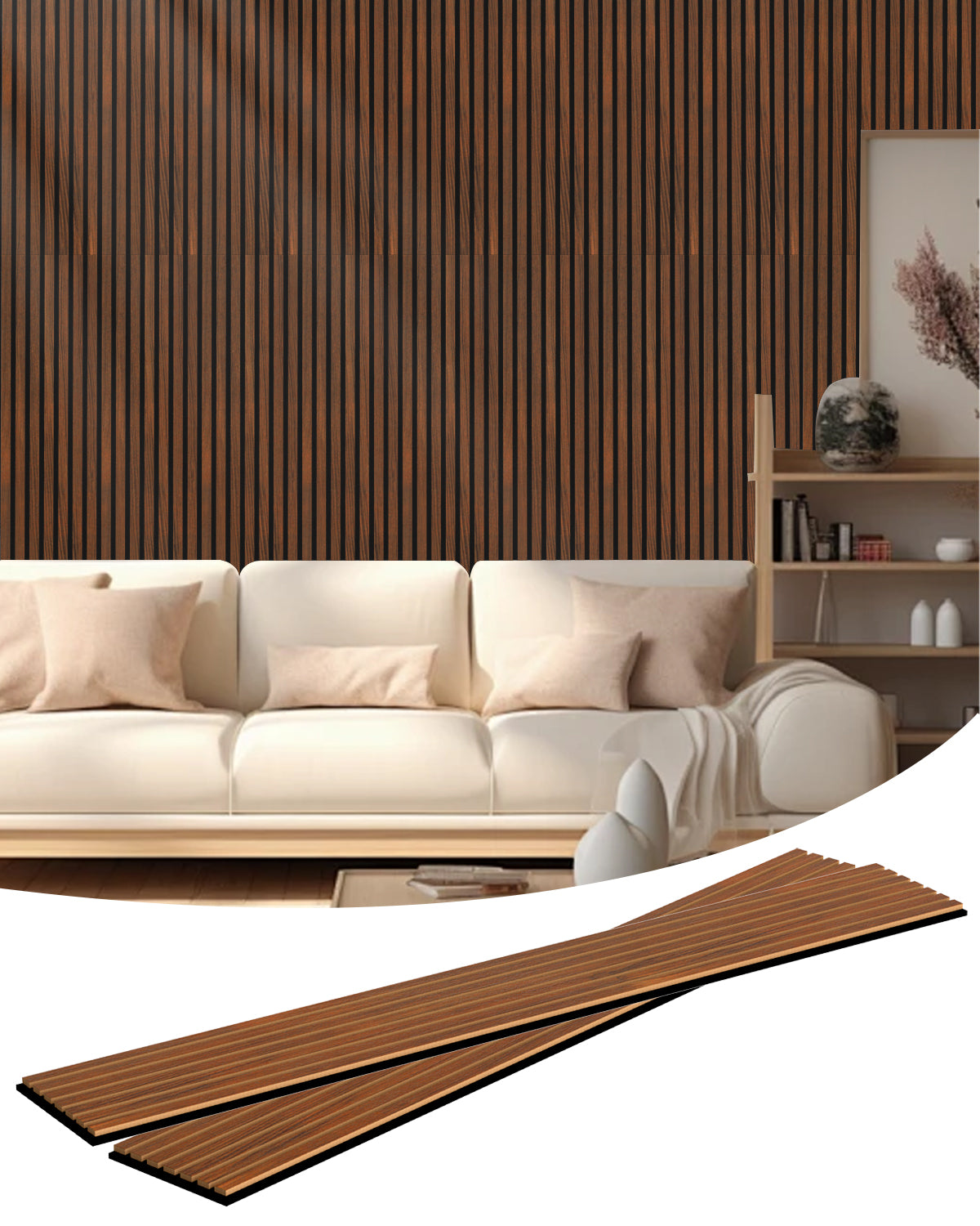 Acoustic Wall Panels, 2Pcs 3D Wood Slat Soundproof Wall Panel for Interior Wall Decor Noise Cancelling, Home, Ceiling and Living Room