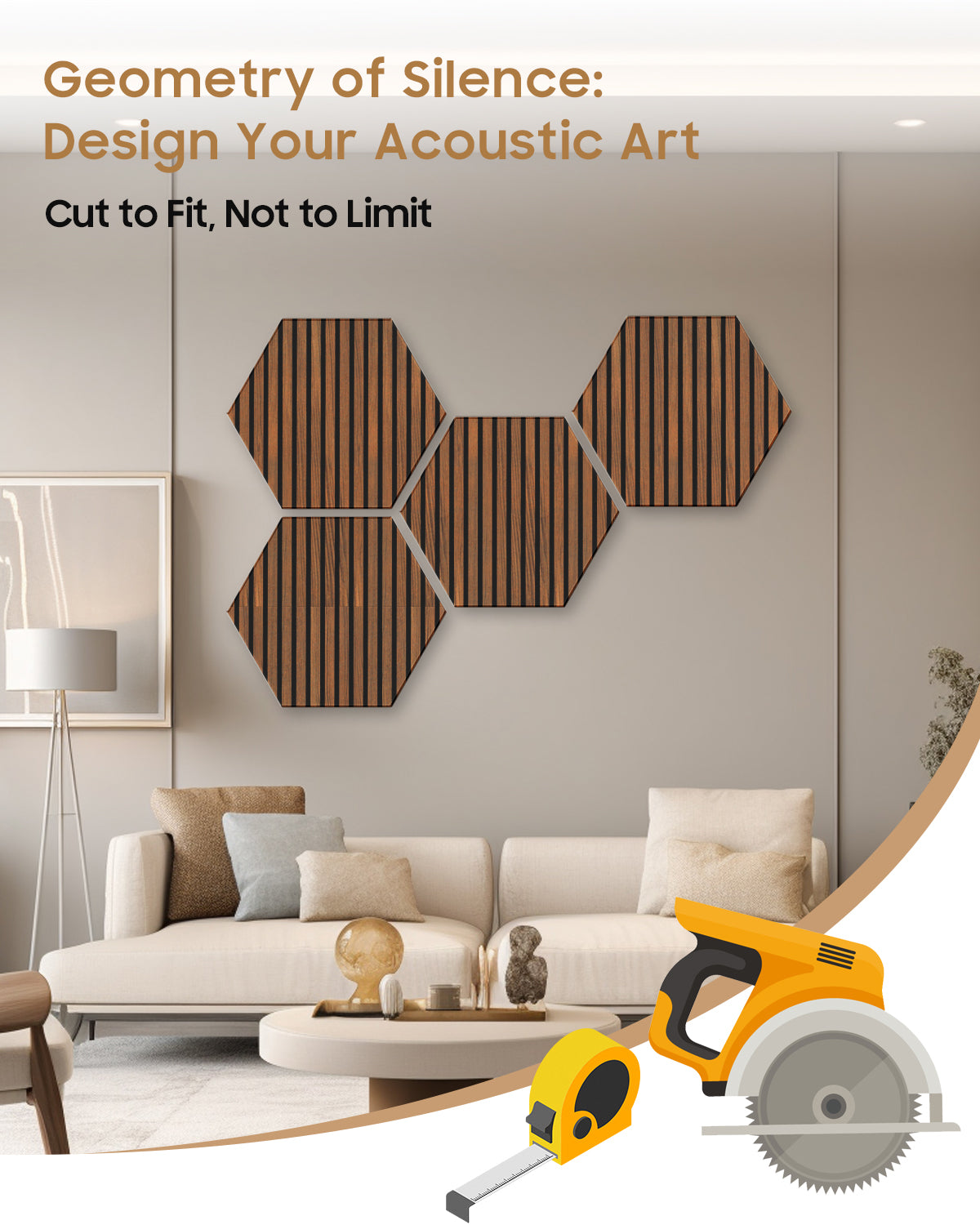 Acoustic Wall Panels, 2Pcs 3D Wood Slat Soundproof Wall Panel for Interior Wall Decor Noise Cancelling, Home, Ceiling and Living Room