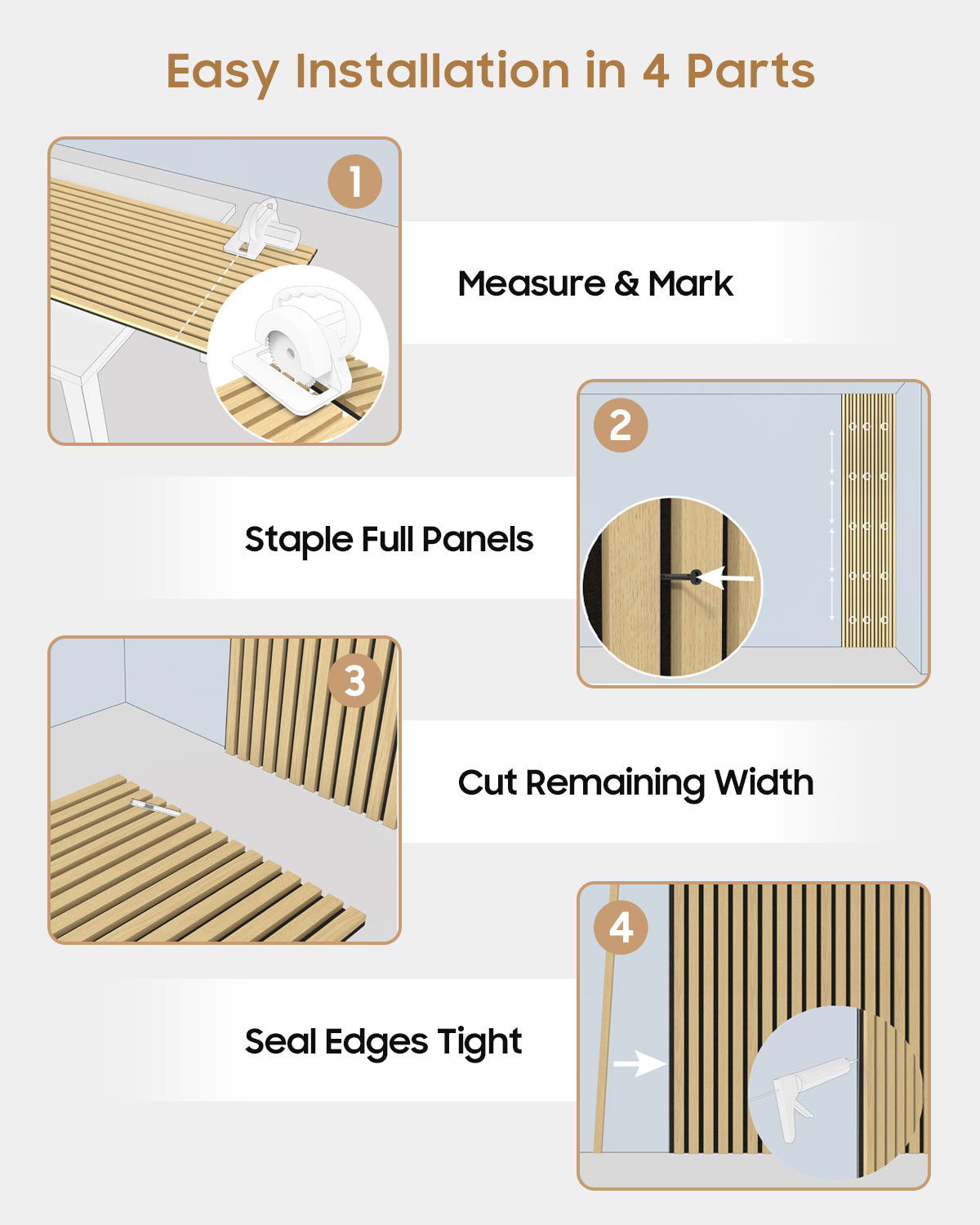 Acoustic Wall Panels, 2Pcs 3D Wood Slat Soundproof Wall Panel for Interior Wall Decor Noise Cancelling, Home, Ceiling and Living Room