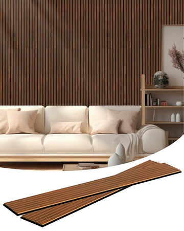 Acoustic Wall Panels, 2Pcs 3D Wood Slat Soundproof Wall Panel for Interior Wall Decor Noise Cancelling, Home, Ceiling and Living Room